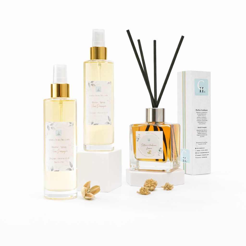 Pack ChoixChic 100ml – 2 sprays d’ambiance et 1 diffuseur parfum d’intérieur de qualité pour maison