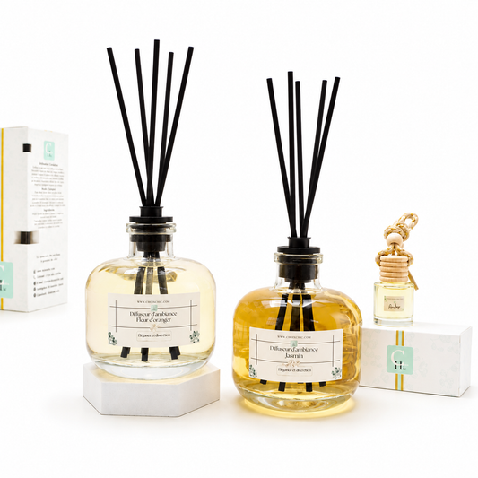 Pack deux diffuseurs de parfum d’ambiance 200 ml Fleur d’Oranger et Jasmin pour parfumer la maison