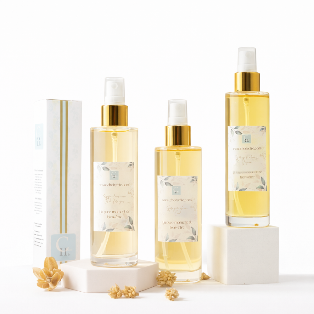 Lot de trois sprays parfum maison 100ml ChoixChic parfums d’intérieur raffinés